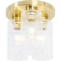 QAZQA Art Deco taklampa guld med glas 3-ljus - Laura