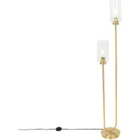 QAZQA Art Deco golvlampa guld med glas 2-ljus - Laura