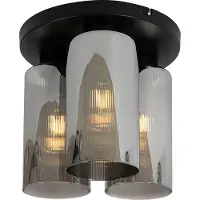 QAZQA Art Deco taklampa svart med rökglas 3-ljus - Laura
