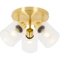 QAZQA Takspotlight guld med glas 3-ljus justerbar rund - Laura