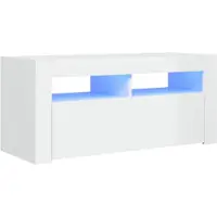 vidaXL TV-skåp med LED-belysning högglansvit 90x35x40 cm