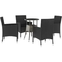 vidaXL Caféset med dynor 5 delar konstrotting svart