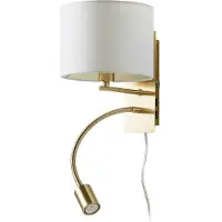 LINDBY Vägglampa Florens , Mässing / guld, Vardagsrum / matsal, Textil / tyger / siden, Modern, Vägglampa, vägglampa inomhus