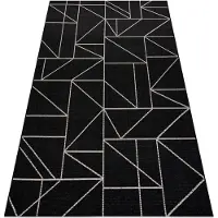 Rugsx MATTA SIZAL FLOORLUX 20605 svart / silver TRIANGLER, GEOMETRISK 60x110 cm