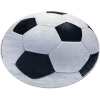 Rugsx BAMBINO 2139 circle tvättmatta - fotboll för barn halkskydd - svart / vit cirkel 100 cm