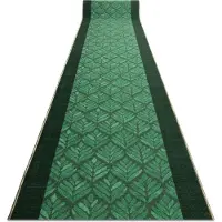 Rugsx Löpare anti-halk LIŚCIE löv, gummi grön 110cm 110x390 cm