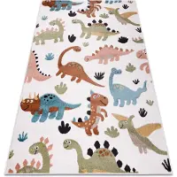 Rugsx Matta FUN Dino för barn Dinosaurier kräm 120x170 cm