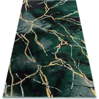 Rugsx Exklusiv EMERALD Matta 1018 glamour, snygg marble flaska grön / guld 160x220 cm