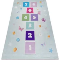 Rugsx BAMBINO 1075 tvättmatta hopscotch, siffror, för barn halkskydd - grön 80x150 cm