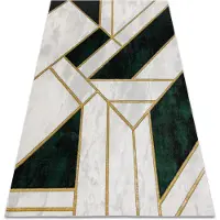 Rugsx Exklusiv EMERALD Matta 1015 glamour, snygg marble, geometrisk flaska grön / guld 120x170 cm