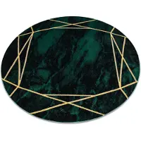 Rugsx Exklusiv EMERALD Matta 1022 circle - glamour, snygg marble, geometriskflaska grön / guld cirkel 120 cm