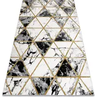 Rugsx Exklusiv EMERALD Matta 1020 glamour, snygg marble, trianglar svart / guld 200x290 cm