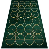 Rugsx Exklusiv EMERALD Matta 1010 glamour, snygg cirklar flaska grön / guld 200x290 cm
