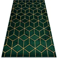 Rugsx Exklusiv EMERALD Matta 1014 glamour, snygg kub flaska grön / guld 120x170 cm