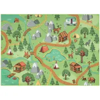 Rugsx REBEL ROADS Wild life 90 Skog, djur för barn - grön 95x133 cm