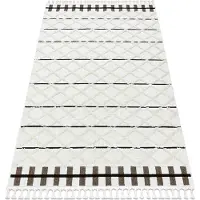 Rugsx Matta SEVILLA Y611A spalje, ruter brun / vit Fringe Berber marockansk shaggy 80x150 cm