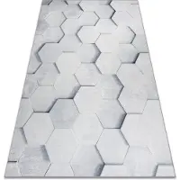 Rugsx ANDRE 1180 tvättmatta Honeycomb, hexagon 3D halkskydd - grå 160x220 cm