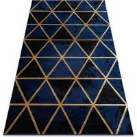 Rugsx Exklusiv EMERALD Matta 1020 glamour, snygg marble, trianglar mörkblå / guld 140x190 cm