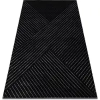 Rugsx Exklusiv EMERALD Matta A0084 glamour, snygg, rader, geometrisk svart / silver 200x290 cm
