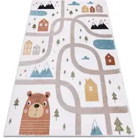 Rugsx Matta FUN Polar för barn gator, skog, kräm 140x190 cm