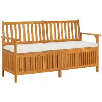 vidaXL förvaringsbänk med kudde 148 cm massivt akaciaträ 316737