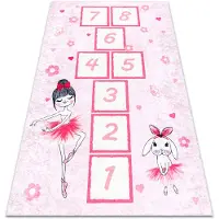 Rugsx JUNIOR 51828.802 tvättmatta hopscotch, ballerina för barn halkskydd - rosa 140x190 cm