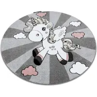Rugsx Matta PETIT UNICORN ENHÖRNING cirkel grå cirkel 160 cm