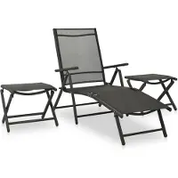 vidaXL Loungegrupp för trädgården 3 delar textilen & aluminium svart