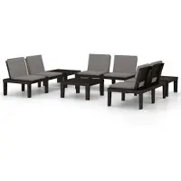 vidaXL Loungegrupp för trädgården 6 delar med dynor plast grå