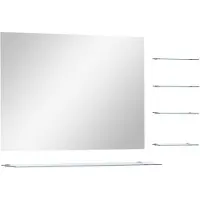 vidaXL Väggspegel med 5 hyllor silver 80x60 cm