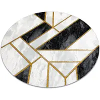 Rugsx Exklusiv EMERALD Matta 1015 circle - glamour, snygg marble, geometrisk svart / guld cirkel 160 cm