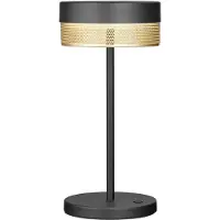HELL LED-bordslampa Mesh uppladdningsbart batteri, höjd 30cm svart/guld Mesh, dimbar, Svart, Vardagsrum / matsal, Aluminium / grå / zink, Modern