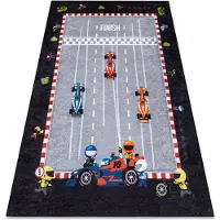 Rugsx JUNIOR 52108.801 tvättmatta Race, formel 1 för barn halkskydd - grå 200x290 cm