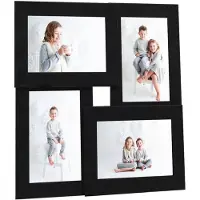 vidaXL Fotoram för 4x(10x15 cm) bilder svart MDF