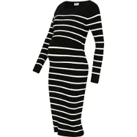 Mamalicious Stickad klänning 'New Siv June' svart / off-white