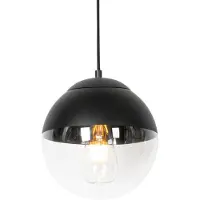 QAZQA Retro hänglampa svart med klart glas 20 cm - Eclipse