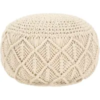 vidaXL Handgjord makramépuff - - Contemporary - Beige - Inomhus