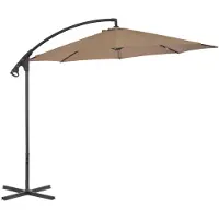 vidaXL Frihängande trädgårdsparasoll med stålstång 300 cm taupe