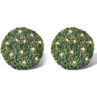 vidaXL Trädgårdsbelysning Buxbomboll 35cm Solcell 2-pack