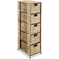 vidaXL Förvaringsmöbel med 5 korgar 25,5x37x100 cm vattenhyacint