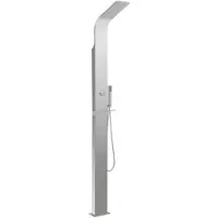 vidaXL Böjd utomhusdusch i rostfritt stål - Silver - 15 x 44 x 210 cm