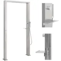 vidaXL Utomhusdusch - - Rostfritt stål - Dubbel stråle - Borstad finish - 210 cm