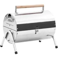vidaXL Portabel kolgrill dubbel rostfritt stål