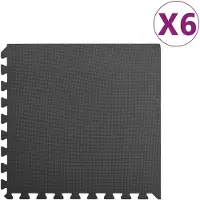 vidaXL Golvmattor, 6 st, 2,16" EVA-skum, svarta