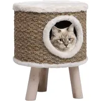 vidaXL Kattkoja med träben 41 cm sjögräs