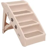 vidaXL Hopfällbar hundtrappa gräddvit 62x40x49,5 cm