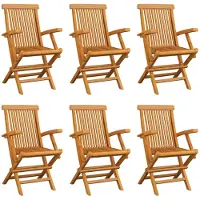 vidaXL Hopfällbara trädgårdsstolar 6 st massiv teak