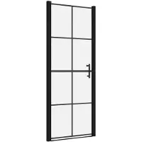 vidaXL Duschdörr härdat glas 91x195 cm svart