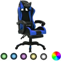 vidaXL Gamingstol med RGB LED-lampor blå och svart konstläder