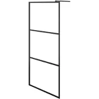 vidaXL Duschvägg med klart ESG-glas svart 100x195 cm